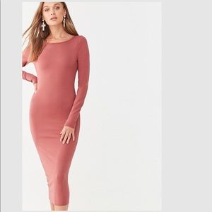 Forever 21 Bodycon Midi Dress Mauve long sleeves